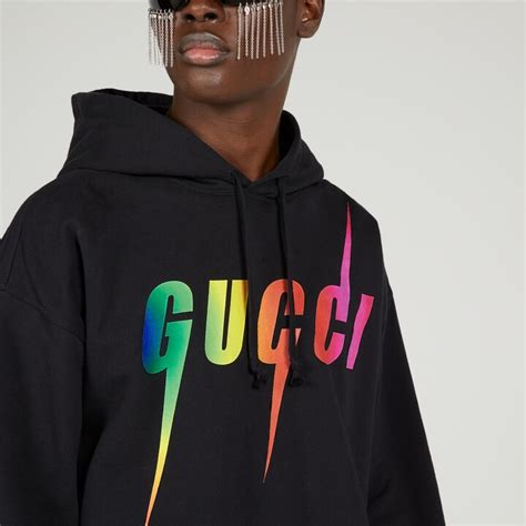 gucci felpa nera bocca rossa|Gucci.